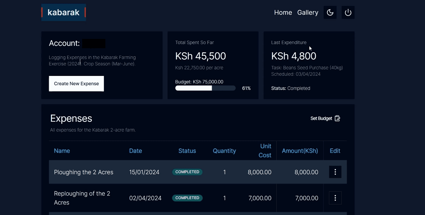 Farm Cost Tracking System